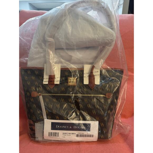 Dooney & Bourke Signature Brown Tmoro Tote Bag - Picture 1 of 5